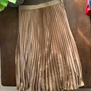 H&M Gold Pleated Midi Skirt